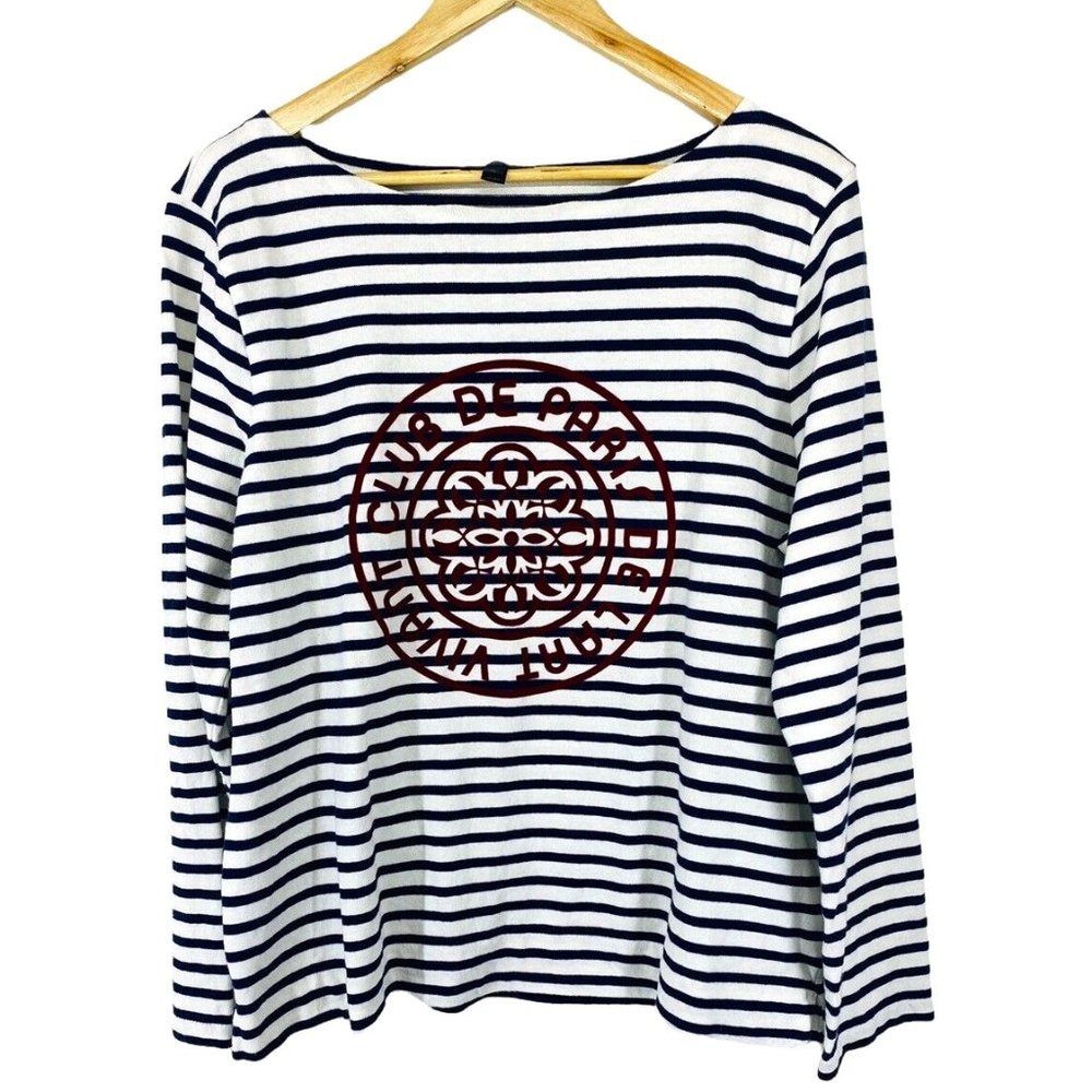 J. Crew Navy and White Striped Blouse